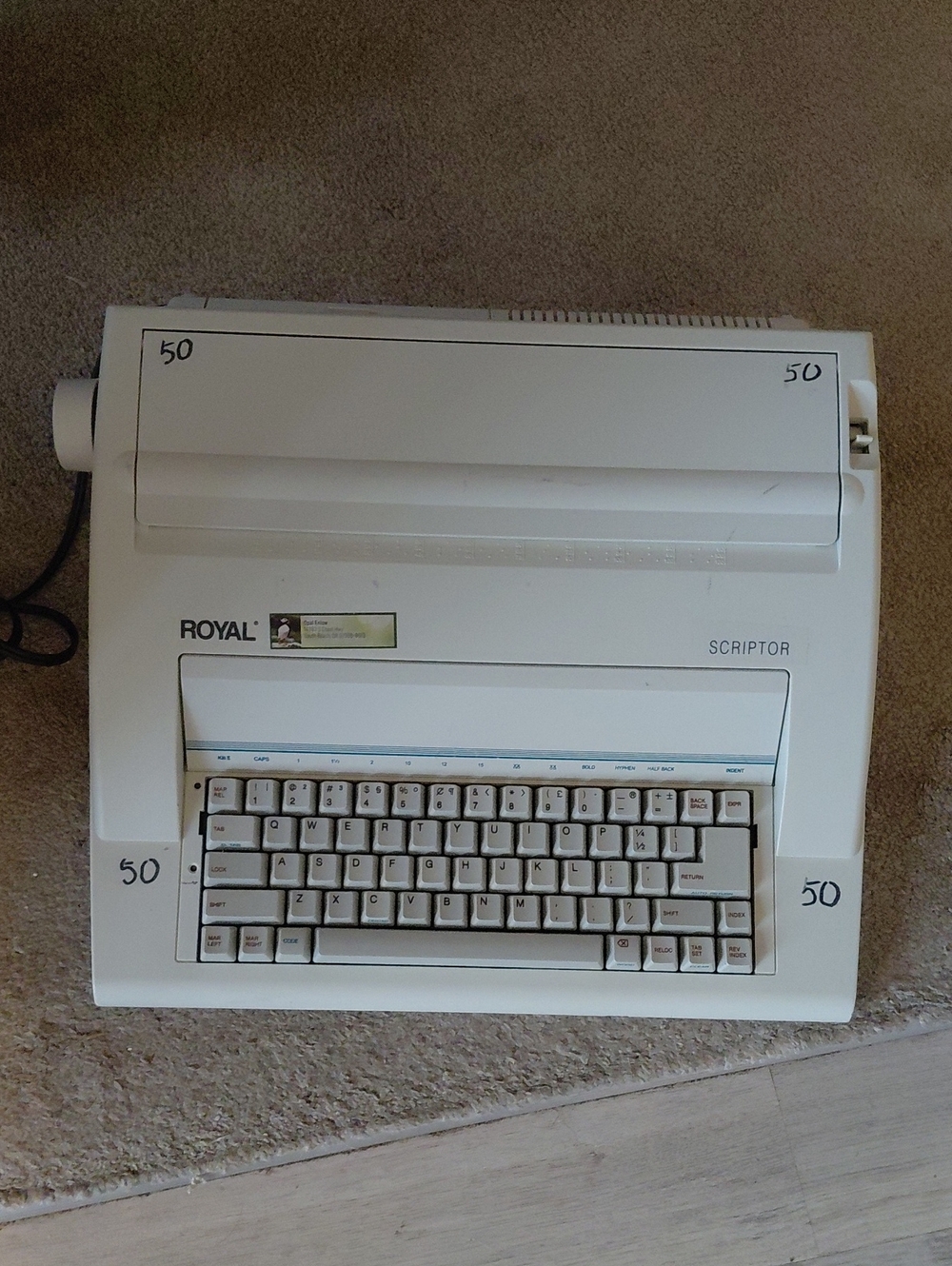 Scriptor Royal  Electric Typewriter in White